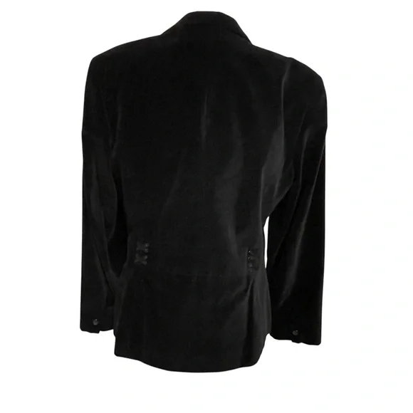 ❤️ Vintage Nine & Co. Black Velvet Blazer with Back Corset Lace Up Detail - Picture 2 of 9
